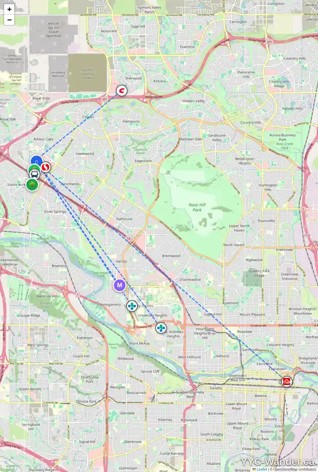 Daily accessibility map for 161 ARBOUR GROVE CL NW, Calgary showing nearby schools, grocery stores, parks, LRT stations and nearby amenities
