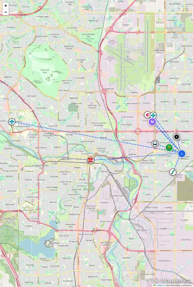 Daily accessibility map for 307 PENWORTH DR SE, Calgary showing nearby schools, grocery stores, parks, LRT stations and nearby amenities