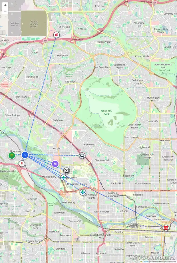 Daily accessibility map for 6611A BOWNESS RD NW, Calgary showing nearby schools, grocery stores, parks, LRT stations and nearby amenities