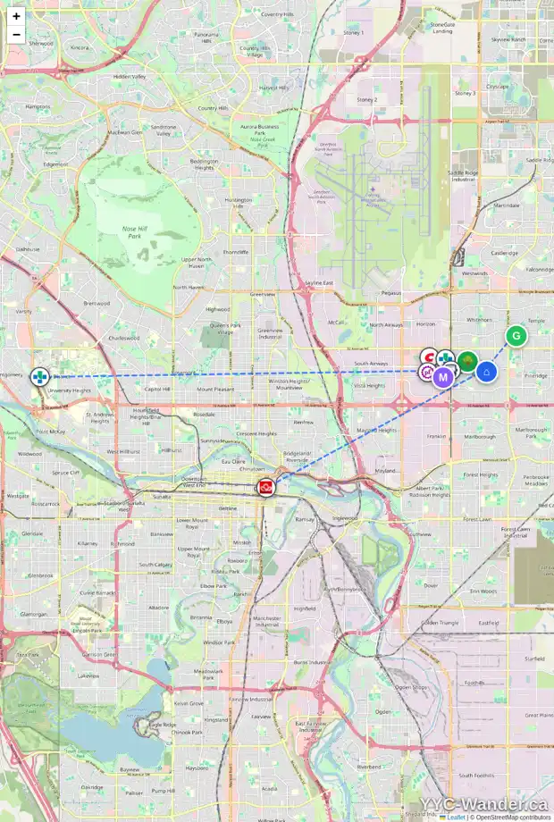 Daily accessibility map for 448 RUNDLEHILL WY NE, Calgary showing nearby schools, grocery stores, parks, LRT stations and nearby amenities