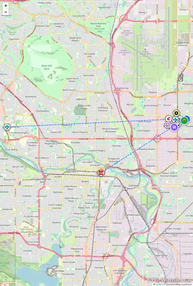 Daily accessibility map for 116 RUNDLESON PL NE, Calgary showing nearby schools, grocery stores, parks, LRT stations and nearby amenities