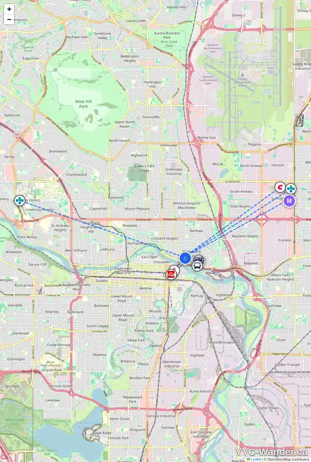 Daily accessibility map for 317 649 MARSH RD NE, Calgary showing nearby schools, grocery stores, parks, LRT stations and nearby amenities