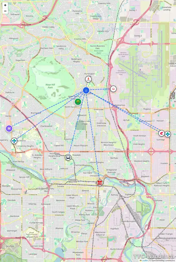 Daily accessibility map for 716 TAVENDER RD NW, Calgary showing nearby schools, grocery stores, parks, LRT stations and nearby amenities