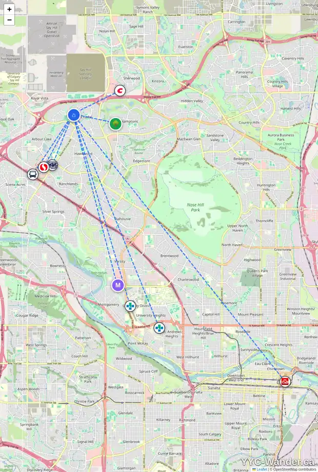 Daily accessibility map for 161 CITADEL RIDGE CL NW, Calgary showing nearby schools, grocery stores, parks, LRT stations and nearby amenities