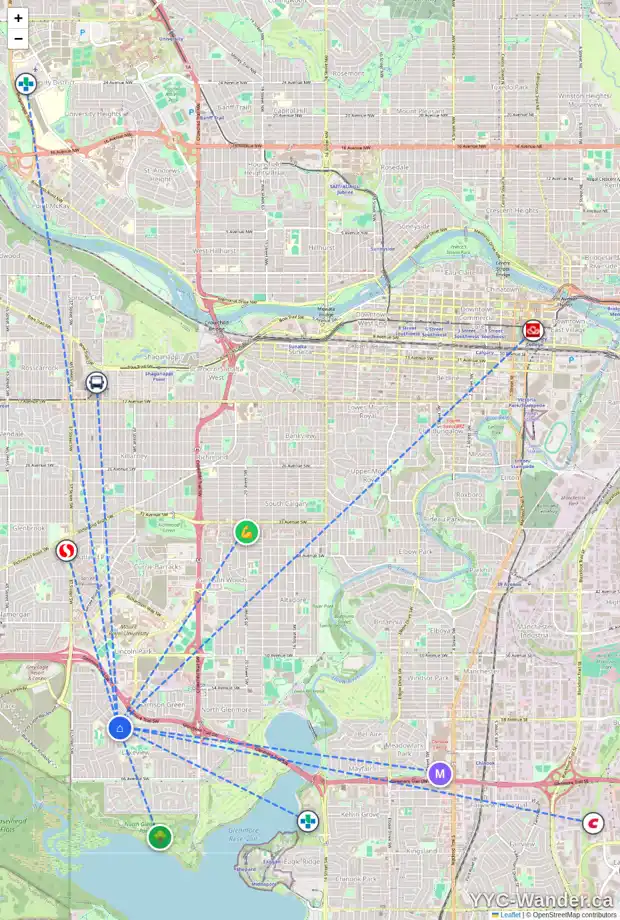 Daily accessibility map for 6008 LAKEVIEW DR SW, Calgary showing nearby schools, grocery stores, parks, LRT stations and nearby amenities