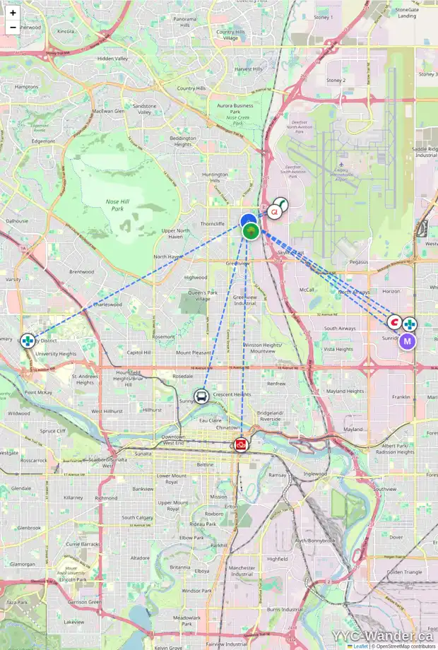Daily accessibility map for 6107 BLACKTHORN CR NE, Calgary showing nearby schools, grocery stores, parks, LRT stations and nearby amenities