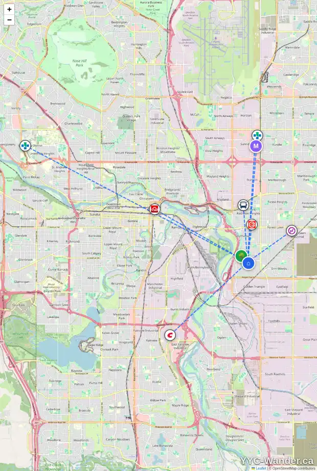 Daily accessibility map for 108 DOVERTHORN BA SE, Calgary showing nearby schools, grocery stores, parks, LRT stations and nearby amenities