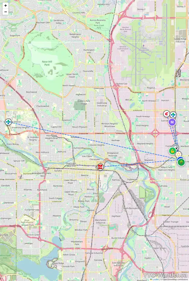 Daily accessibility map for 52 FONDA CL SE, Calgary showing nearby schools, grocery stores, parks, LRT stations and nearby amenities