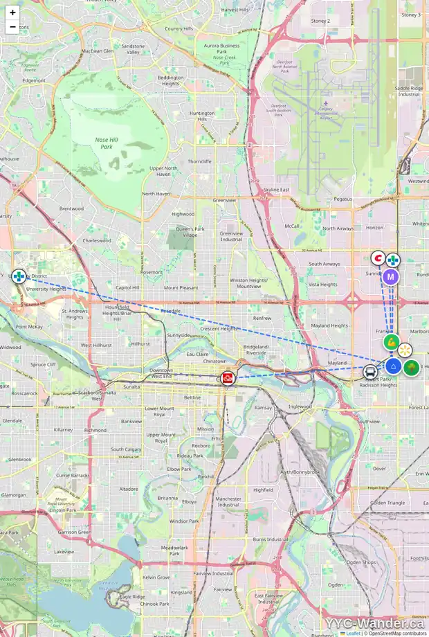 Daily accessibility map for 502 RADLEY WY SE, Calgary showing nearby schools, grocery stores, parks, LRT stations and nearby amenities