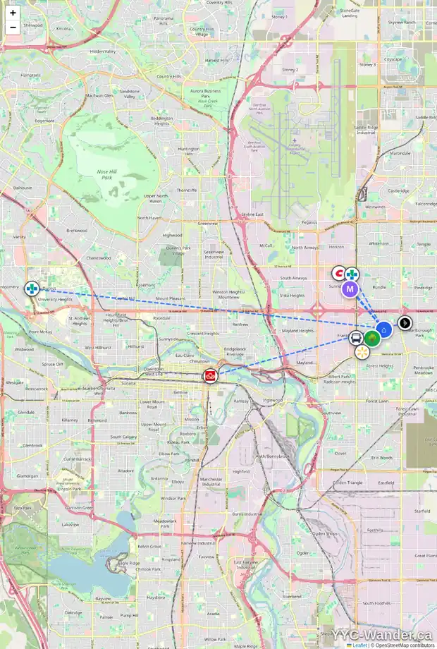 Daily accessibility map for 931 MARCOMBE DR NE, Calgary showing nearby schools, grocery stores, parks, LRT stations and nearby amenities