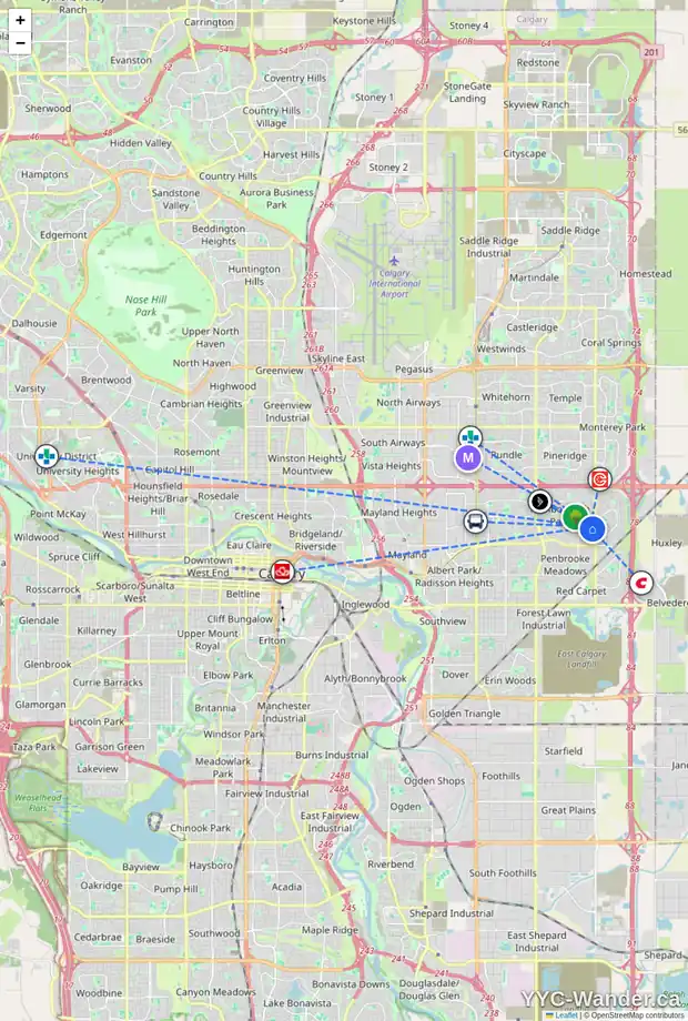 Daily accessibility map for 615 MALVERN DR NE, Calgary showing nearby schools, grocery stores, parks, LRT stations and nearby amenities