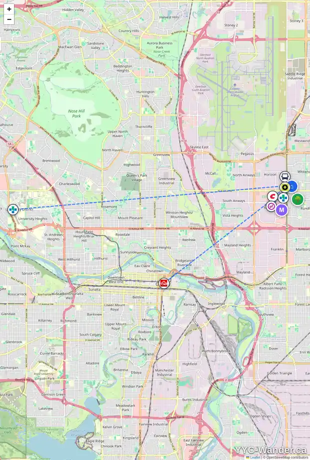 Daily accessibility map for 20 WHITMAN CR NE, Calgary showing nearby schools, grocery stores, parks, LRT stations and nearby amenities