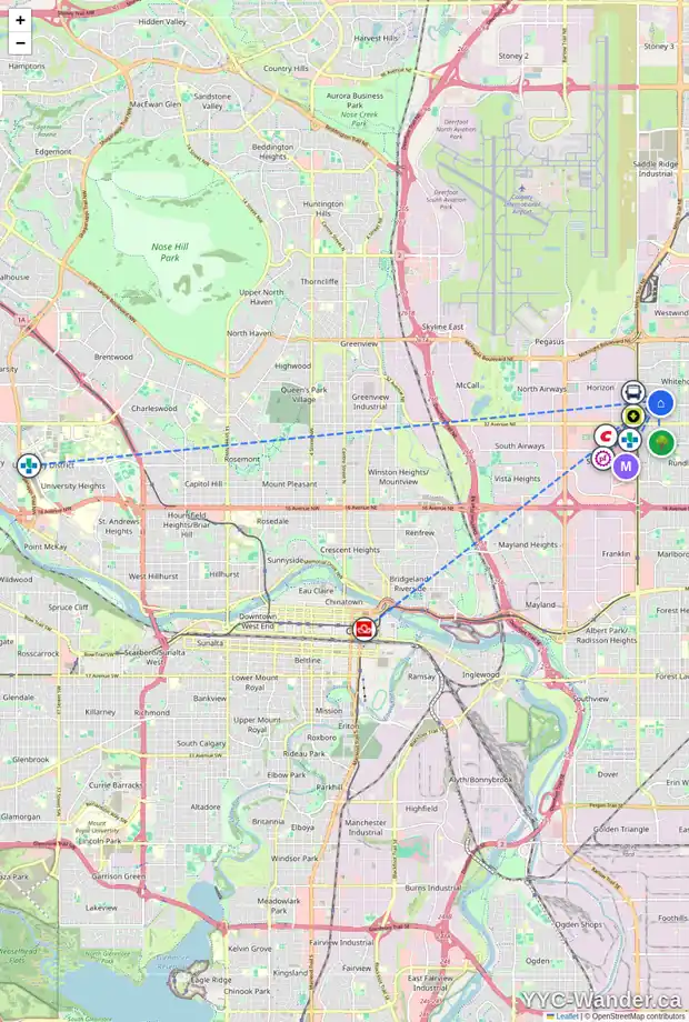 Daily accessibility map for 4016 WHITEHORN DR NE, Calgary showing nearby schools, grocery stores, parks, LRT stations and nearby amenities