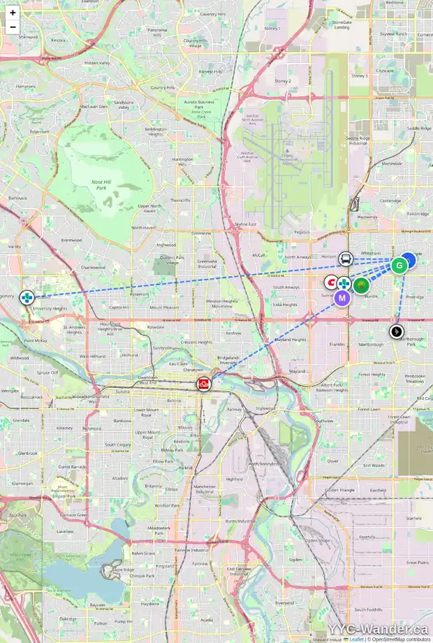 Daily accessibility map for 16 TEMPLEHILL DR NE, Calgary showing nearby schools, grocery stores, parks, LRT stations and nearby amenities