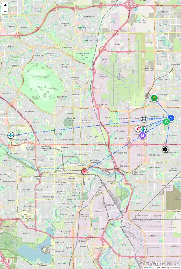 Daily accessibility map for 55 TEMPLEHILL DR NE, Calgary showing nearby schools, grocery stores, parks, LRT stations and nearby amenities