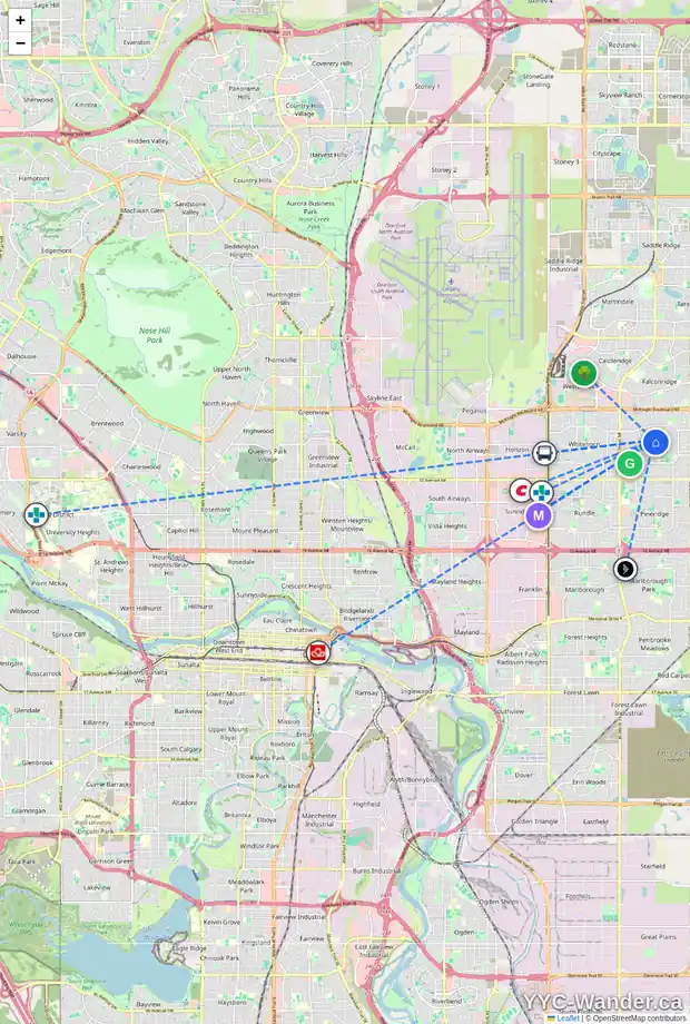 Daily accessibility map for 52 TEMPLERIDGE CR NE, Calgary showing nearby schools, grocery stores, parks, LRT stations and nearby amenities