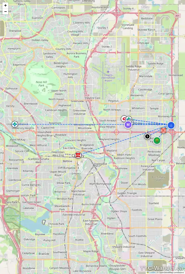 Daily accessibility map for 287 DEL RAY RD NE, Calgary showing nearby schools, grocery stores, parks, LRT stations and nearby amenities