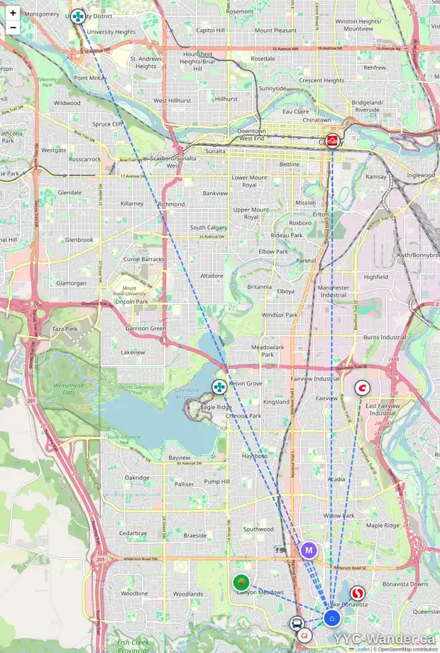 Daily accessibility map for 624 LAKE PLACID DR SE, Calgary showing nearby schools, grocery stores, parks, LRT stations and nearby amenities