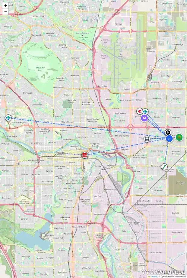 Daily accessibility map for 508 MAIDSTONE DR NE, Calgary showing nearby schools, grocery stores, parks, LRT stations and nearby amenities