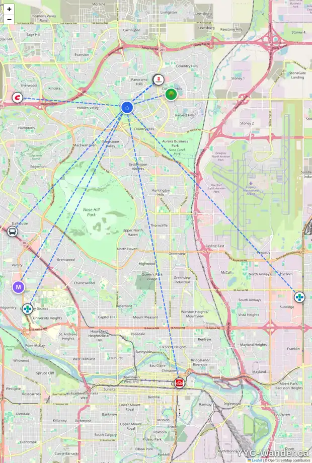 Daily accessibility map for 118 PANORAMA HILLS VW NW, Calgary showing nearby schools, grocery stores, parks, LRT stations and nearby amenities