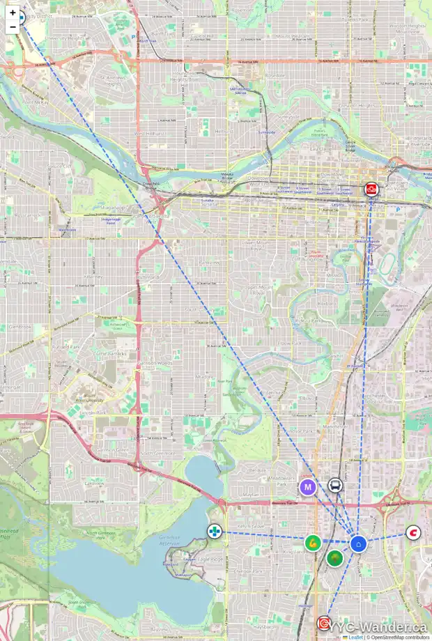 Daily accessibility map for 52 FERNCLIFF CR SE, Calgary showing nearby schools, grocery stores, parks, LRT stations and nearby amenities