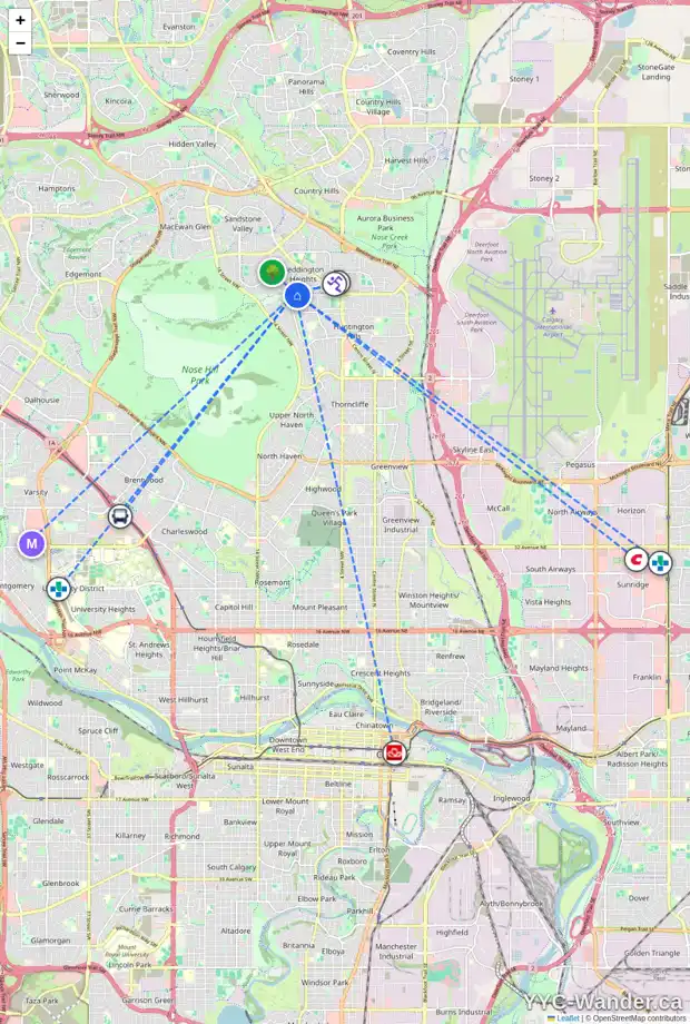 Daily accessibility map for 508 BERKLEY CR NW, Calgary showing nearby schools, grocery stores, parks, LRT stations and nearby amenities