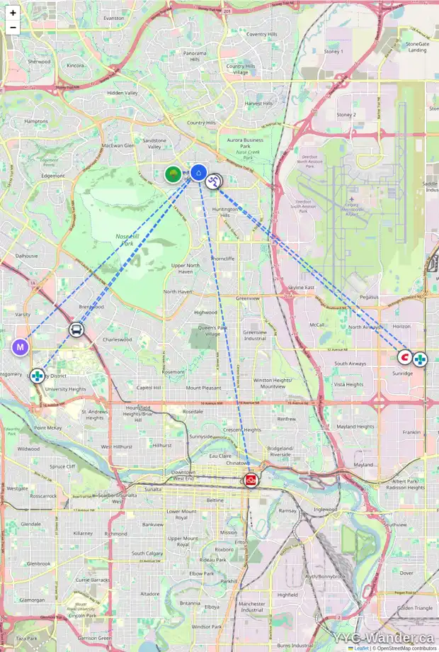 Daily accessibility map for 139 BERMUDA CL NW, Calgary showing nearby schools, grocery stores, parks, LRT stations and nearby amenities