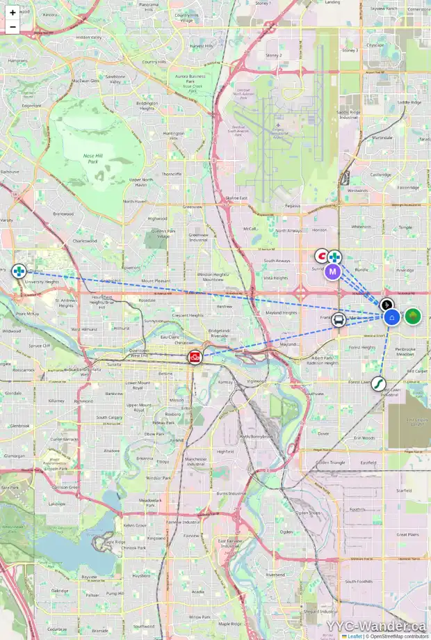 Daily accessibility map for 527 MAIDSTONE DR NE, Calgary showing nearby schools, grocery stores, parks, LRT stations and nearby amenities