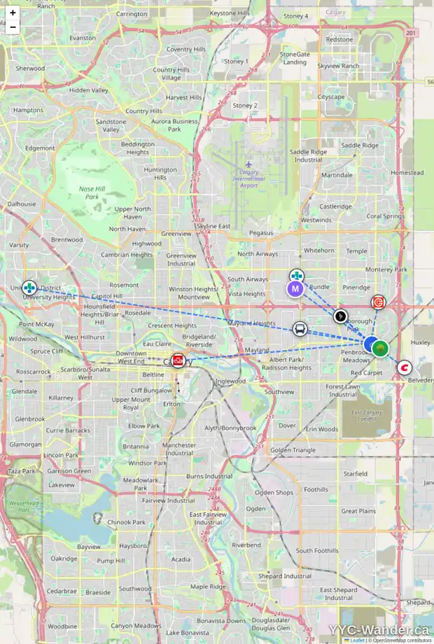 Daily accessibility map for 344 MALVERN CL NE, Calgary showing nearby schools, grocery stores, parks, LRT stations and nearby amenities
