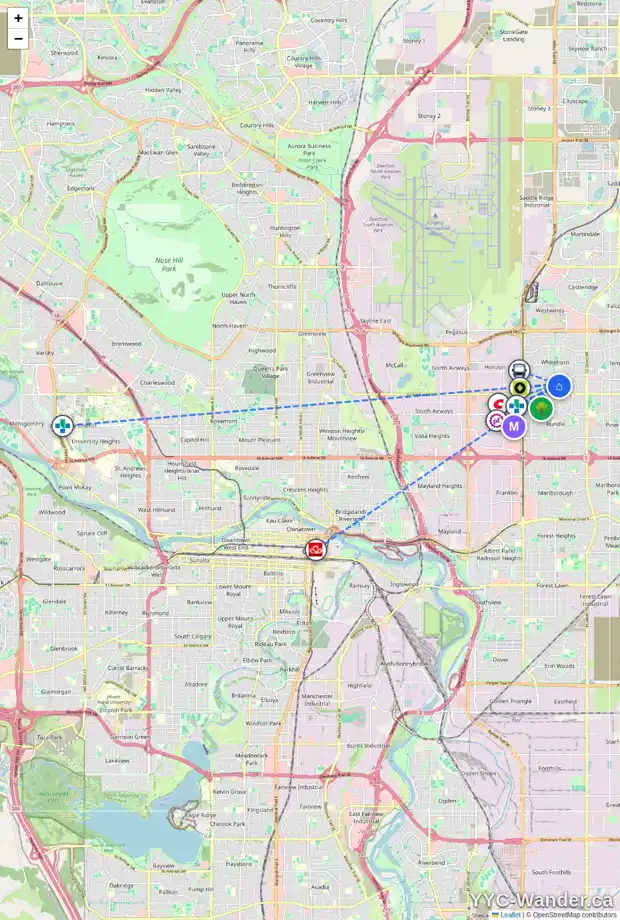 Daily accessibility map for 155 WHITEVIEW CL NE, Calgary showing nearby schools, grocery stores, parks, LRT stations and nearby amenities