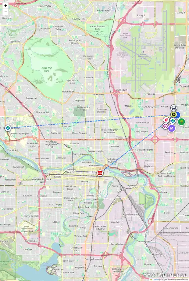 Daily accessibility map for 34 WHITMAN CL NE, Calgary showing nearby schools, grocery stores, parks, LRT stations and nearby amenities