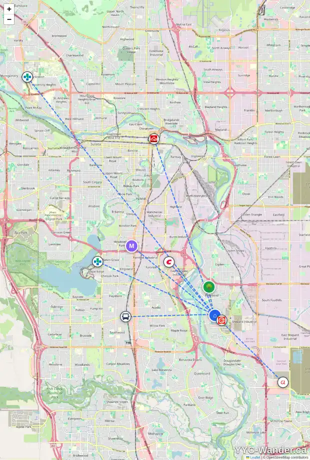 Daily accessibility map for 929 RIVERVIEW PL SE, Calgary showing nearby schools, grocery stores, parks, LRT stations and nearby amenities