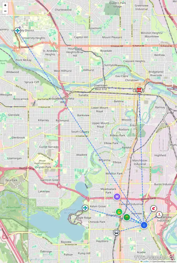 Daily accessibility map for 127 FREDSON DR SE, Calgary showing nearby schools, grocery stores, parks, LRT stations and nearby amenities