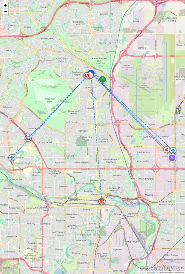 Daily accessibility map for 192 BEDDINGTON DR NE, Calgary showing nearby schools, grocery stores, parks, LRT stations and nearby amenities