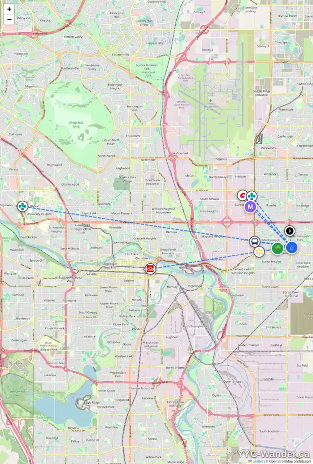 Daily accessibility map for 123 MAIDSTONE WY NE, Calgary showing nearby schools, grocery stores, parks, LRT stations and nearby amenities