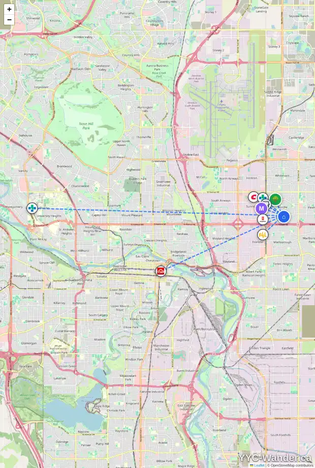 Daily accessibility map for 4700 RUNDLEHORN DR NE, Calgary showing nearby schools, grocery stores, parks, LRT stations and nearby amenities