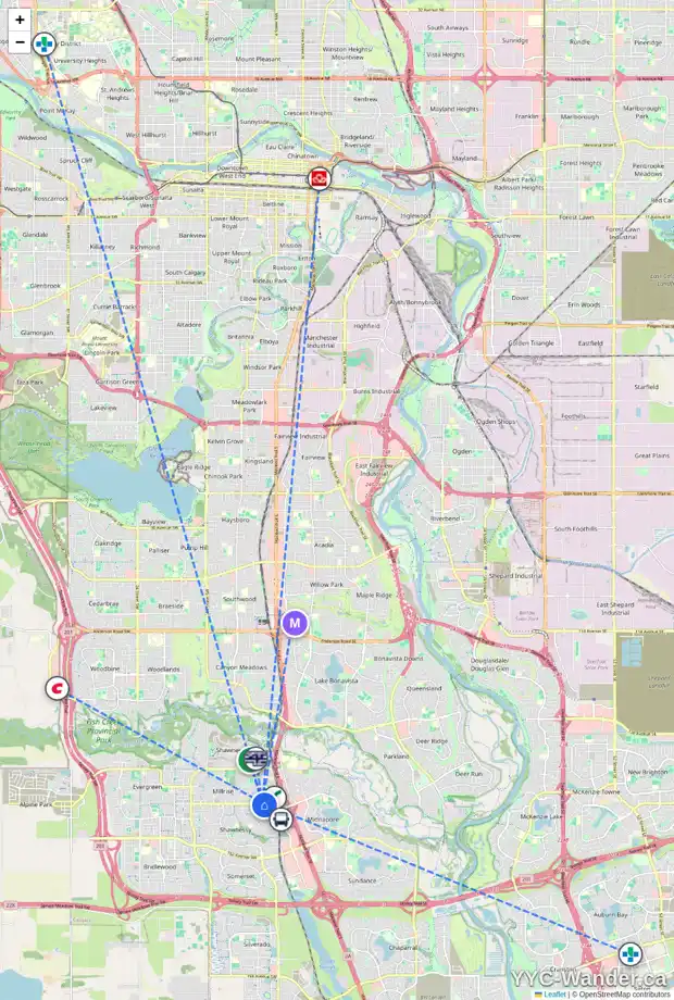 Daily accessibility map for 87 MILLBANK HL SW, Calgary showing nearby schools, grocery stores, parks, LRT stations and nearby amenities