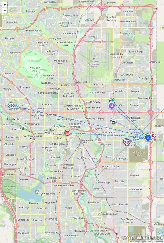 Daily accessibility map for 22 APPLESTONE PA SE, Calgary showing nearby schools, grocery stores, parks, LRT stations and nearby amenities