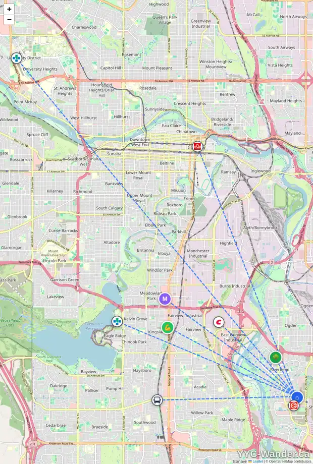 Daily accessibility map for 149 RIVER ROCK PL SE, Calgary showing nearby schools, grocery stores, parks, LRT stations and nearby amenities