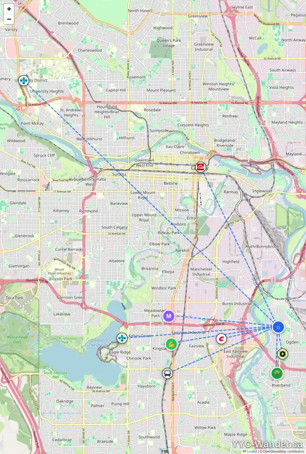 Daily accessibility map for 884 LYSANDER DR SE, Calgary showing nearby schools, grocery stores, parks, LRT stations and nearby amenities