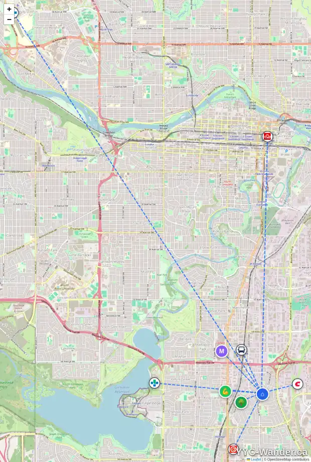 Daily accessibility map for 95 FERNCLIFF CR SE, Calgary showing nearby schools, grocery stores, parks, LRT stations and nearby amenities