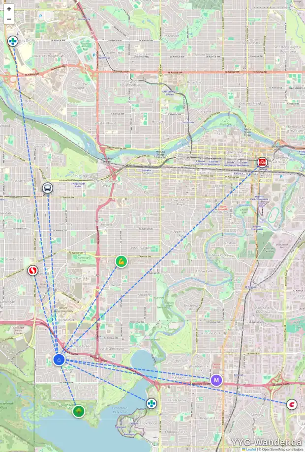 Daily accessibility map for 6020 LAKEVIEW DR SW, Calgary showing nearby schools, grocery stores, parks, LRT stations and nearby amenities