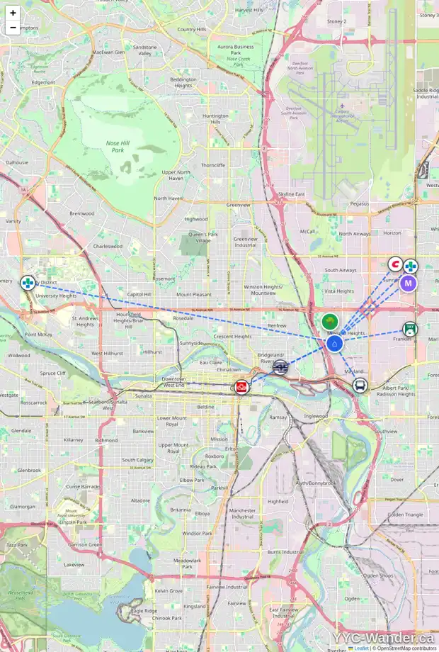 Daily accessibility map for 811 MCNEILL RD NE, Calgary showing nearby schools, grocery stores, parks, LRT stations and nearby amenities