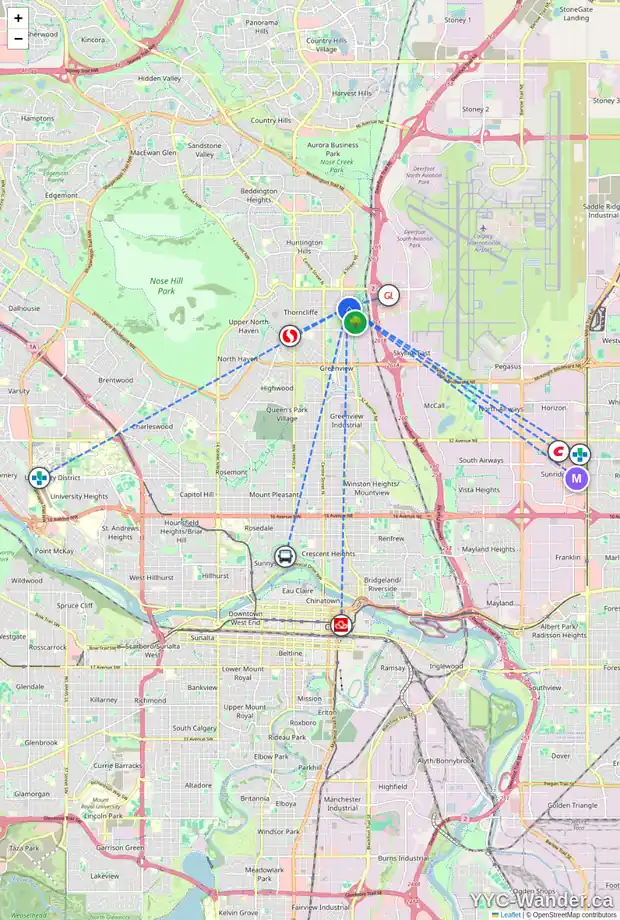 Daily accessibility map for 6119 BLACKTHORN CR NE, Calgary showing nearby schools, grocery stores, parks, LRT stations and nearby amenities