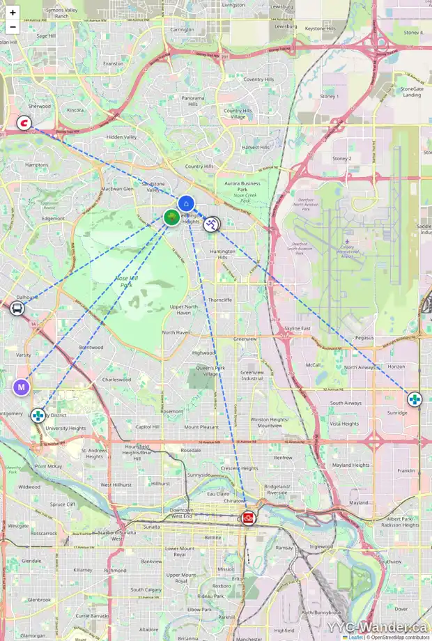 Daily accessibility map for 40 BERKSHIRE ME NW, Calgary showing nearby schools, grocery stores, parks, LRT stations and nearby amenities