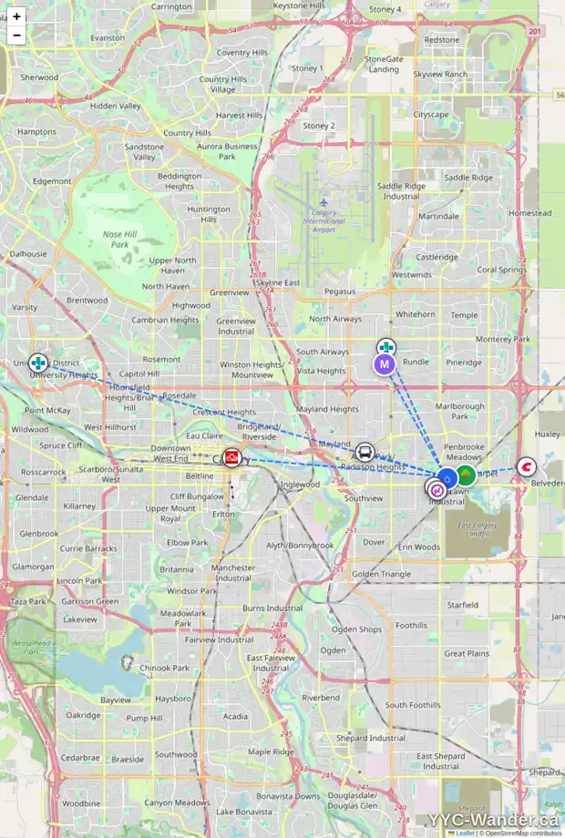Daily accessibility map for 5420 VALENTINE CR SE, Calgary showing nearby schools, grocery stores, parks, LRT stations and nearby amenities