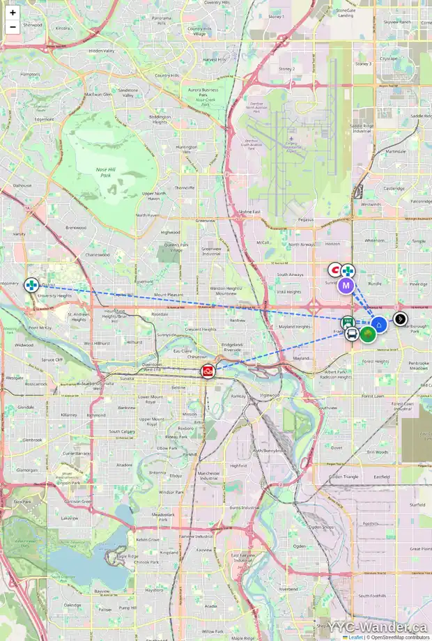 Daily accessibility map for 937 MARCOMBE DR NE, Calgary showing nearby schools, grocery stores, parks, LRT stations and nearby amenities