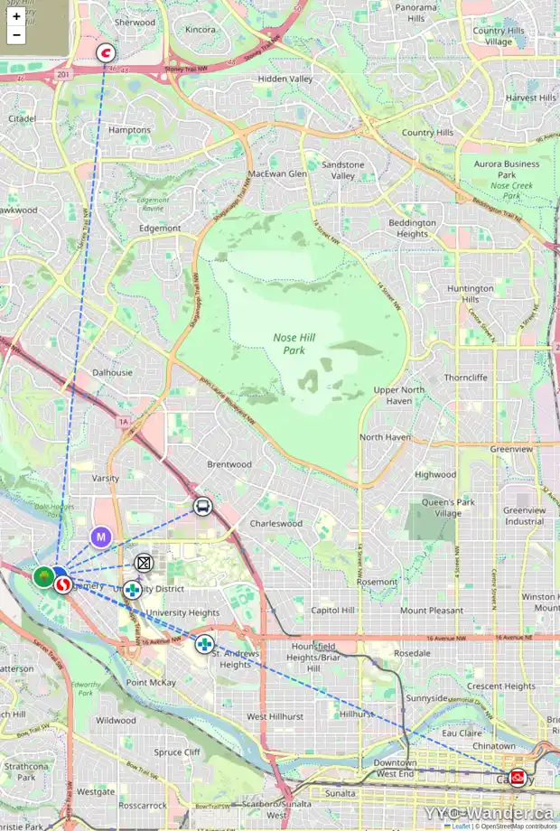 Daily accessibility map for 5137 17 AV NW, Calgary showing nearby schools, grocery stores, parks, LRT stations and nearby amenities