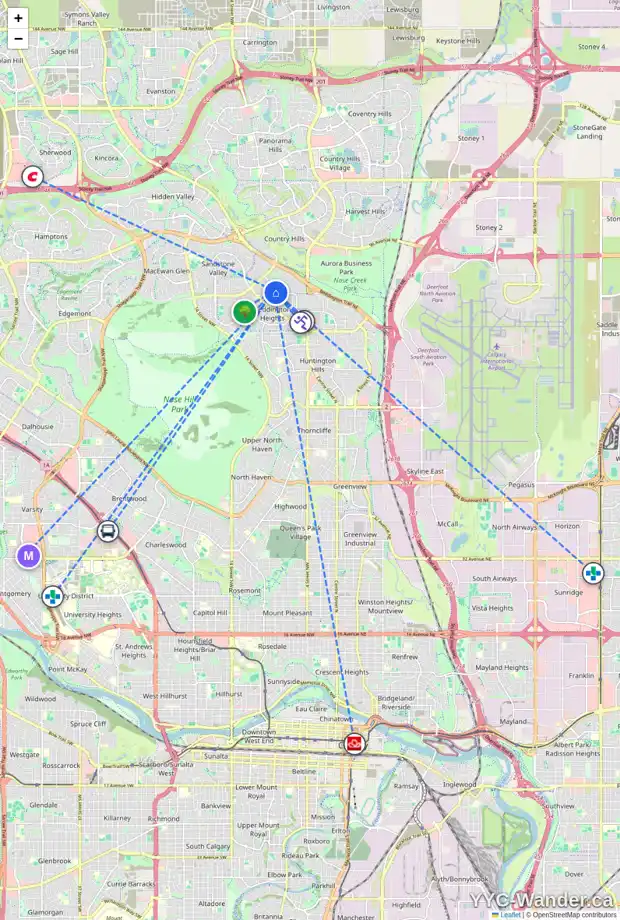 Daily accessibility map for 127 BERKSHIRE PL NW, Calgary showing nearby schools, grocery stores, parks, LRT stations and nearby amenities