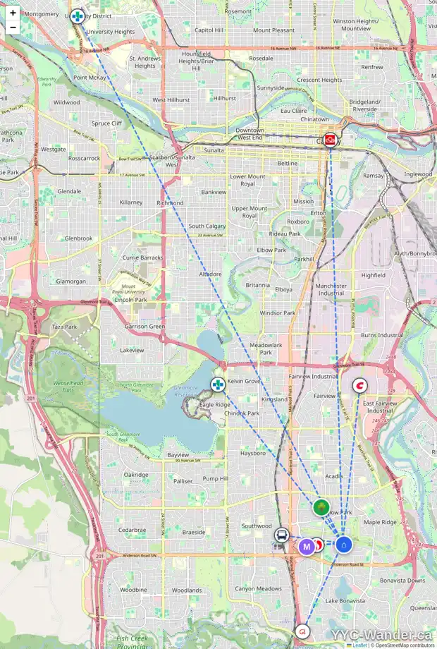 Daily accessibility map for 603 WILDERNESS DR SE, Calgary showing nearby schools, grocery stores, parks, LRT stations and nearby amenities